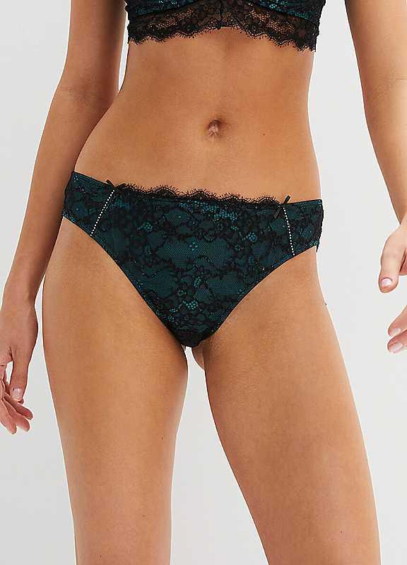 bonprix Rhinestone Brazilian Briefs - Black Blue - Size 14/16 on Productcaster.