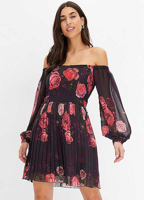 bonprix Rose Print Dress - Black Floral - Size 10 on Productcaster.