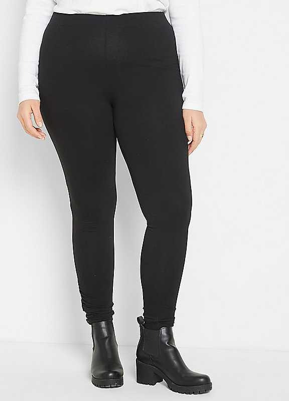 Plus Size bonprix Ruched Leggings - Black - Size 30/32 on Productcaster.