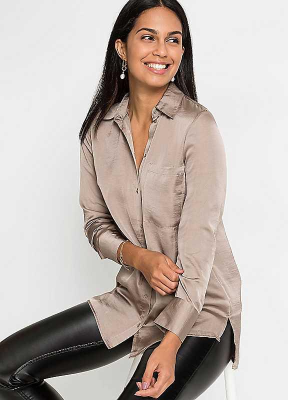 bonprix Satin Blouse - Taupe - Size 20 on Productcaster.