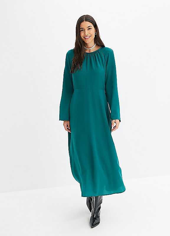 bonprix Satin Maxi Dress - Green - Size 10 on Productcaster.