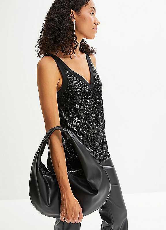 bonprix Sequin Covered Cami - Black - Size 24 on Productcaster.