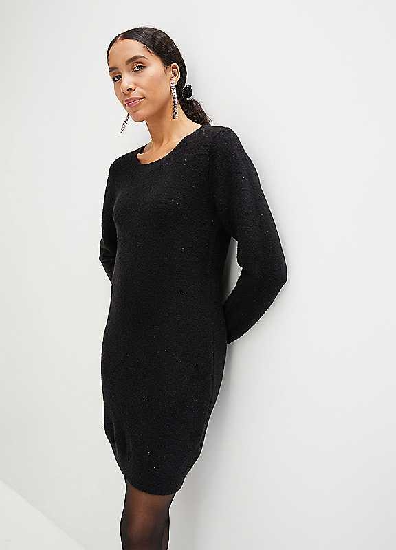 bonprix Sequin Knit Dress - Black - Size 6/8 on Productcaster.