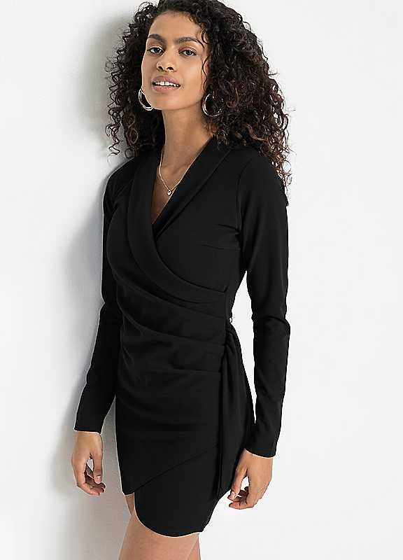 bonprix Short Wrap Dress - Black - Size 14/16 on Productcaster.