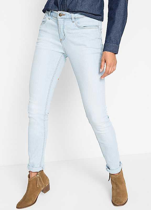 bonprix Skinny Jeans - Light Blue Bleached Vintage - Size 16/Regular on Productcaster.