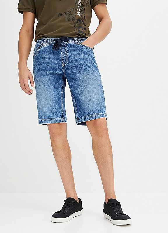 bonprix Slim Fit Denim Shorts - Blue Denim - Size 48R on Productcaster.