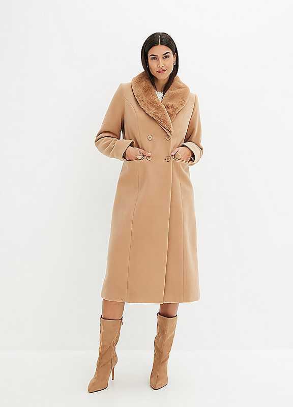 bonprix Smart Fur Collar Coat - Camel - Size 18 on Productcaster.