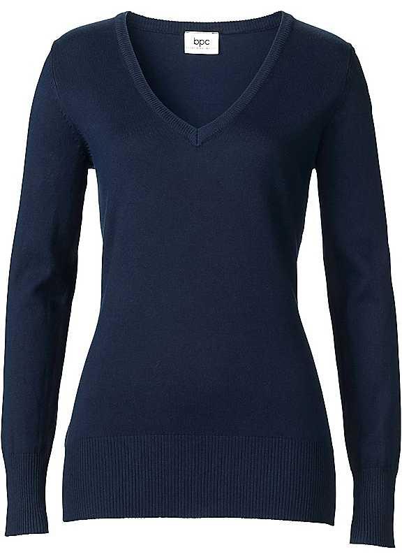 bonprix Smooth Knit V-Neck Jumper - Navy - Size 22/24 on Productcaster.