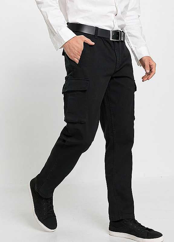 bonprix Straight Cut Cargo Pants - Black - Size 46R on Productcaster.