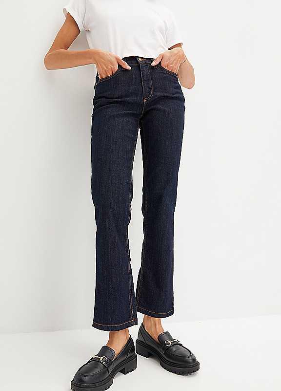 bonprix Straight Leg Jeans - Dark Blue - Size 12/Regular on Productcaster.