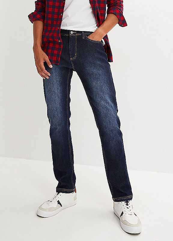 bonprix Straight Leg Winter Jeans - Dark Denim - Size 46S on Productcaster.