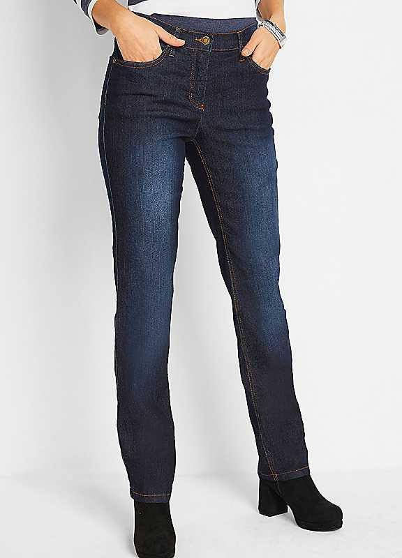 bonprix Straight Stretch Jeans - Dark Blue Vintage - Size 14/Regular on Productcaster.