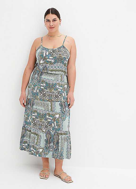 Plus Size bonprix Strappy Paisley Midi Dress - Mint - Size 22/24 on Productcaster.