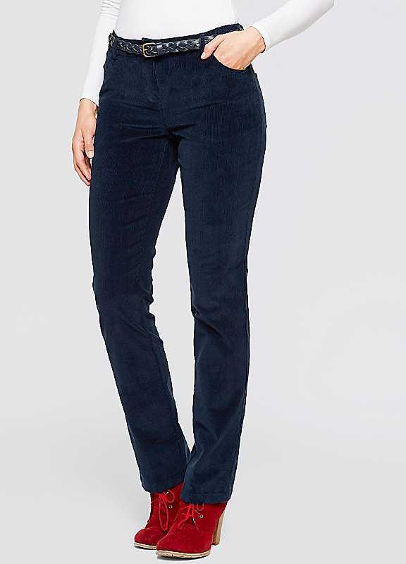 bonprix Stretch Cord Trousers - Navy - Size 18/Regular on Productcaster.