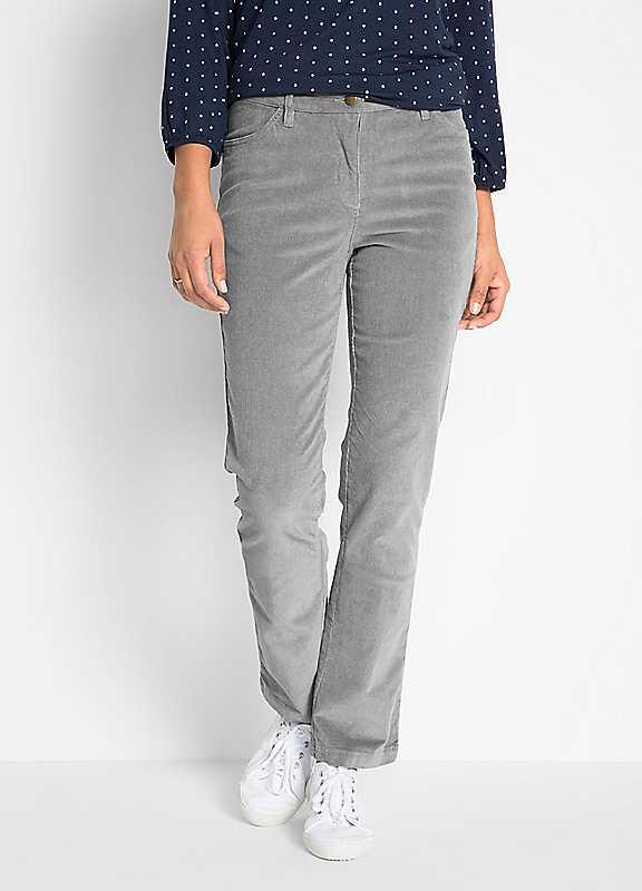 bonprix Stretch Cord Trousers - Grey - Size 10/Regular on Productcaster.