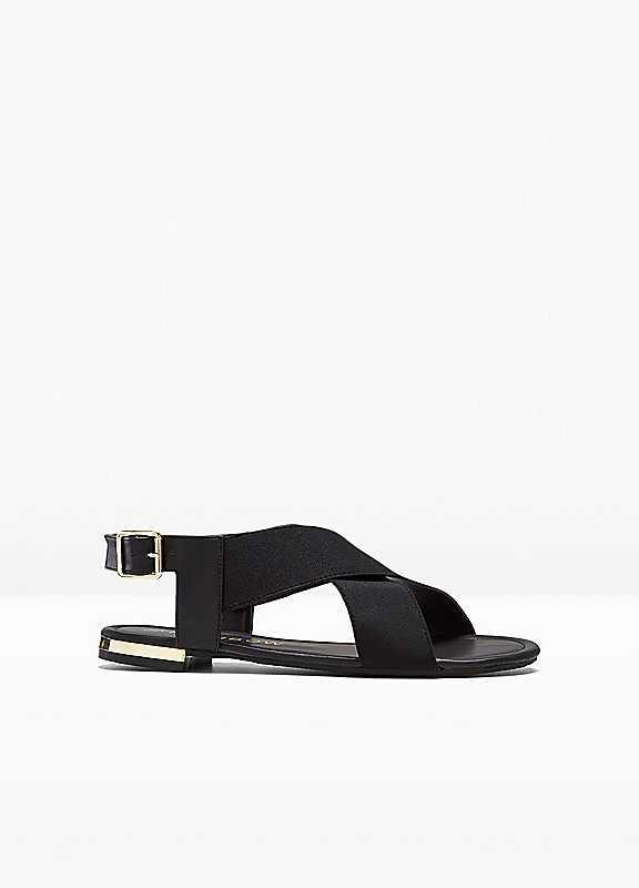 bonprix Stretch Strap Sandals - Black - Size 9 on Productcaster.