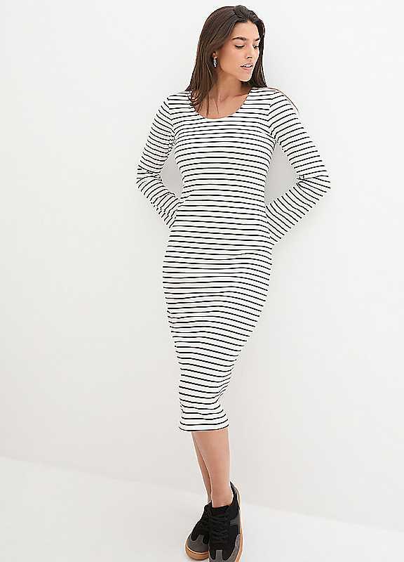 bonprix Striped Jersey Dress - Black Stripe - Size 18/20 on Productcaster.