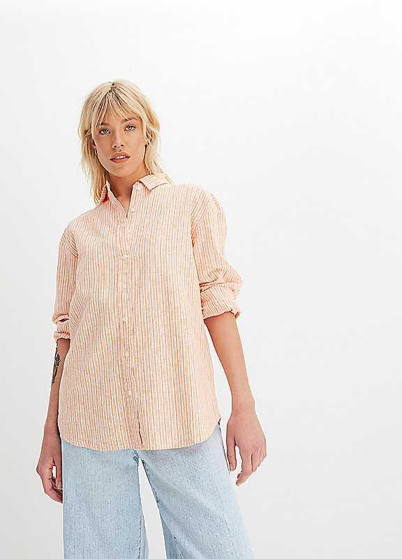 Plus Size bonprix Stripy Linen Blouse - Ivory - Size 18 on Productcaster.