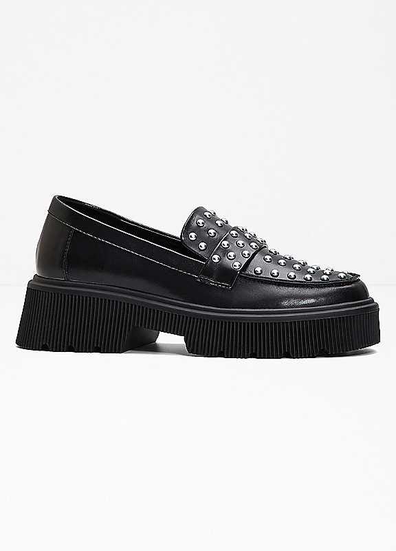 bonprix Studded Loafers - Black - Size 7 on Productcaster.