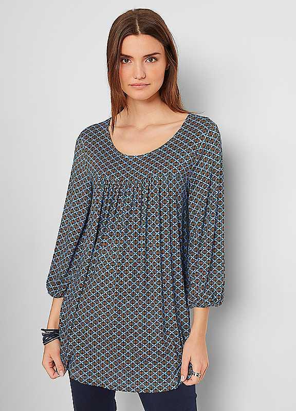 Plus Size bonprix Sustainable A-Line Tunic - Turquoise Print - Size 18/20 on Productcaster.