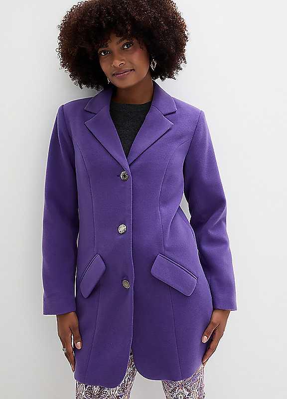 bonprix Tailored Button-Up Coat - Purple - Size 14 on Productcaster.