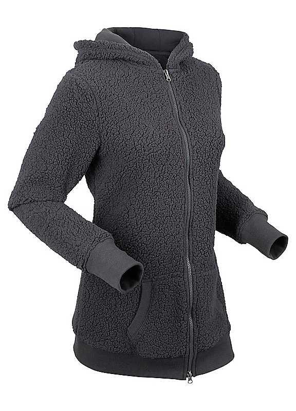 Plus Size bonprix Teddy Fleece Jacket - Slate - Size 10/12 on Productcaster.