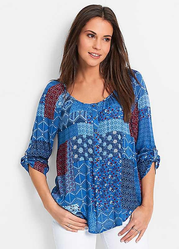 Plus Size bonprix Toile Paisley Tunic - Light Blue - Size 18 on Productcaster.