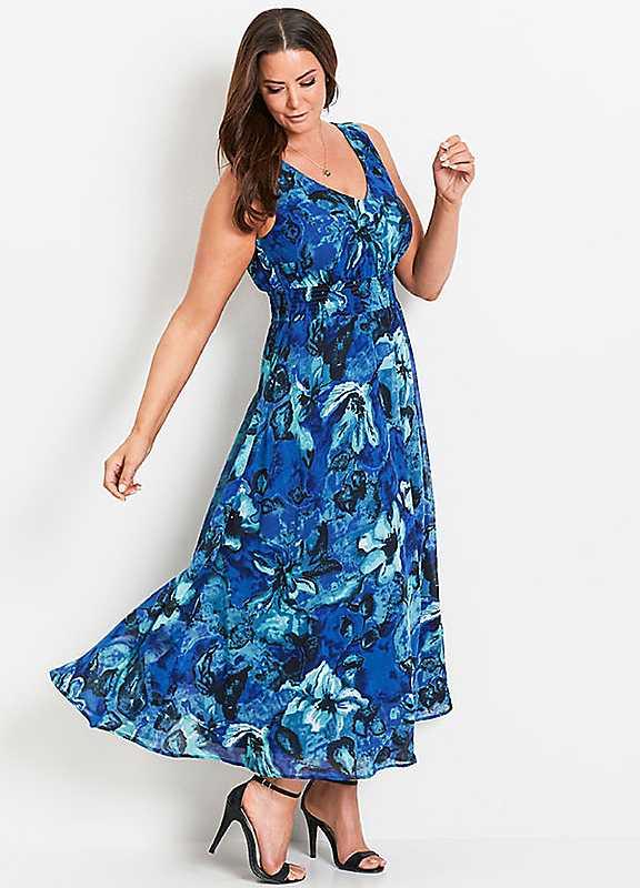 bonprix Tropical Print Maxi Dress - Blue - Size 20 on Productcaster.