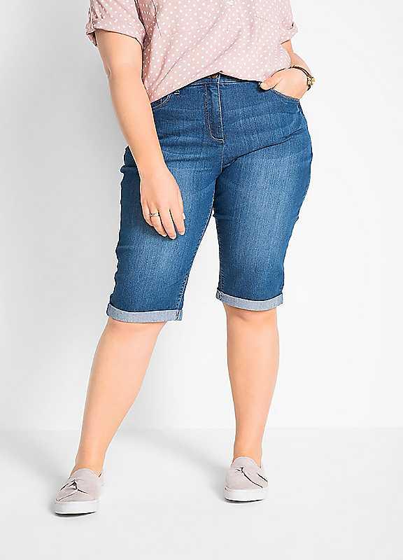 bonprix Turn-Up Denim Shorts - Blue Denim - Size 28 on Productcaster.