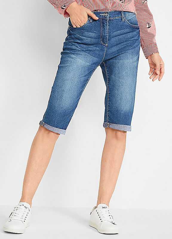 bonprix Turn-Up Denim Shorts - Blue Denim - Size 14 on Productcaster.