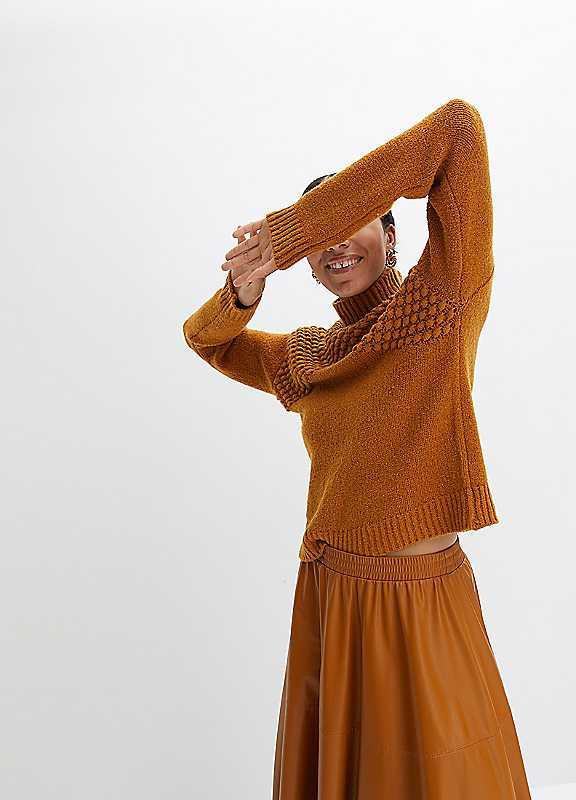 bonprix Turtleneck Knit Jumper - Brown - Size 14/16 on Productcaster.