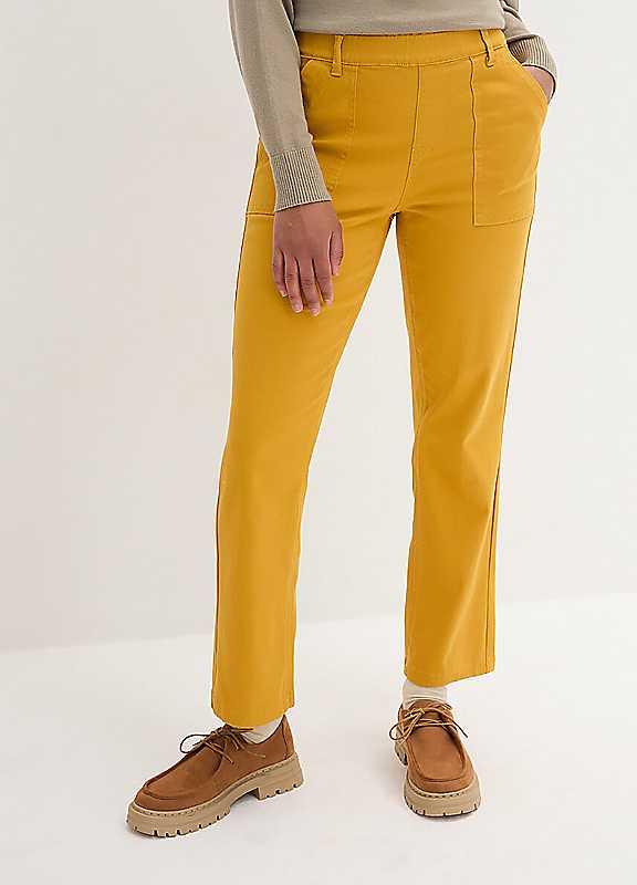 bonprix Twill Straight Trousers - Ochre - Size 20 on Productcaster.