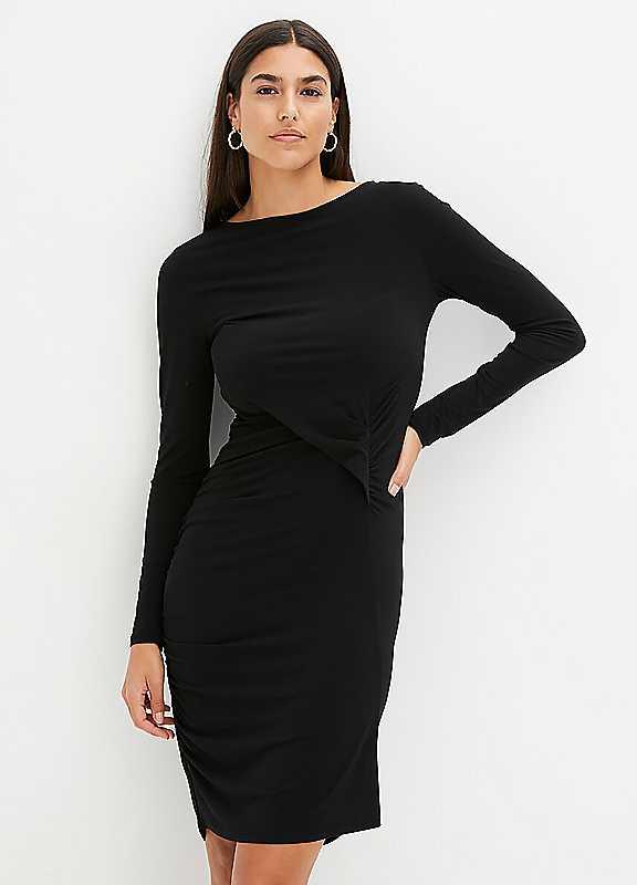 bonprix Twisted Jersey Dress - Black - Size 14/16 on Productcaster.