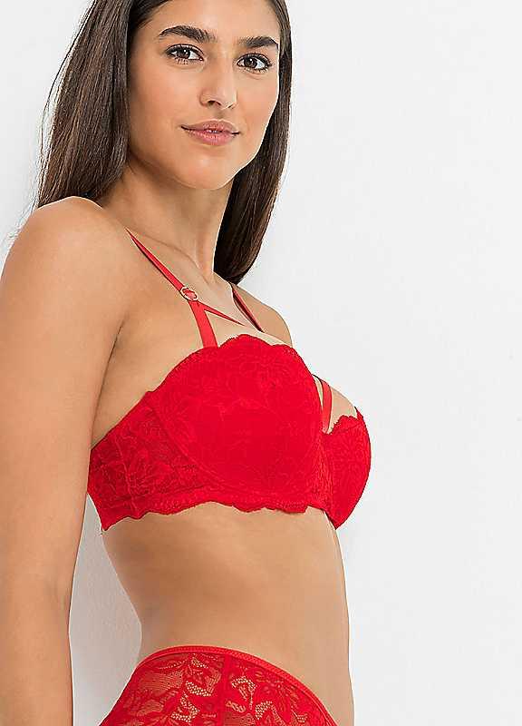 bonprix Underwired Lace Balcony Bra - RED - Size 34B on Productcaster.