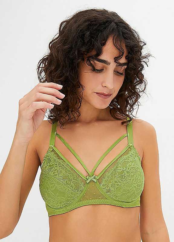 bonprix Underwired Minimiser Bra - Green - Size 40F on Productcaster.