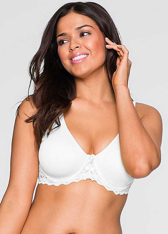 Plus Size bonprix Underwired Seamless T-Shirt Bra - White - Size 48E on Productcaster.