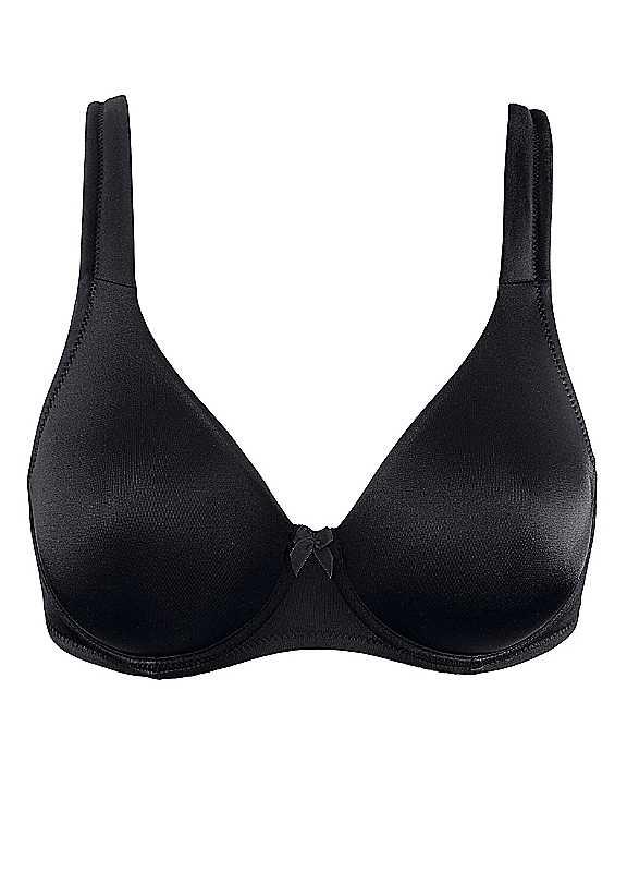 bonprix Underwired T-Shirt Bra - Black - Size 38FF on Productcaster.