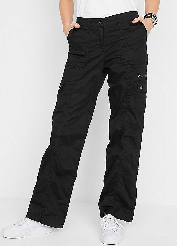 bonprix Wide Leg Cargo Pants - Black - Size 16 on Productcaster.