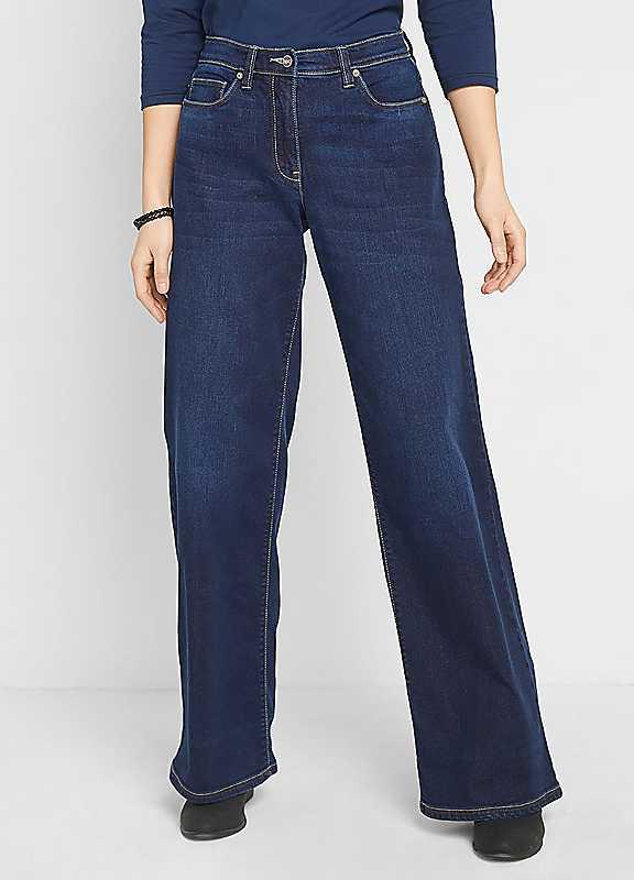 bonprix Wide Leg Jeans - Dark Denim - Size 22/Regular on Productcaster.