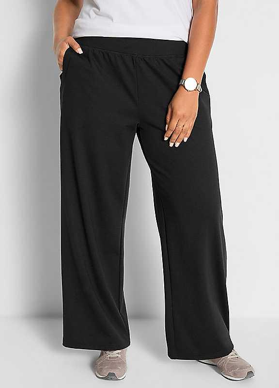 bonprix Wide Leg Ponte Trousers - Black - Size 18/20 on Productcaster.