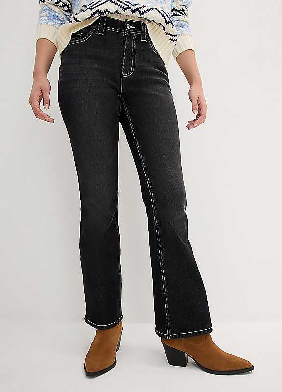 bonprix Winter Bootcut Jeans - Black Denim - Size 20 on Productcaster.