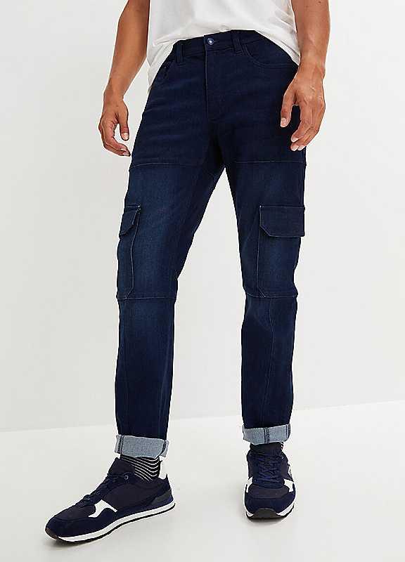 bonprix Winter Cargo Jeans - Dark Denim - Size 44S on Productcaster.