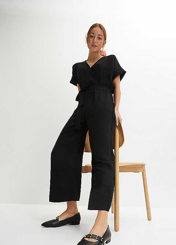 bonprix Wrap Jumpsuit - Black - Size 14 on Productcaster.