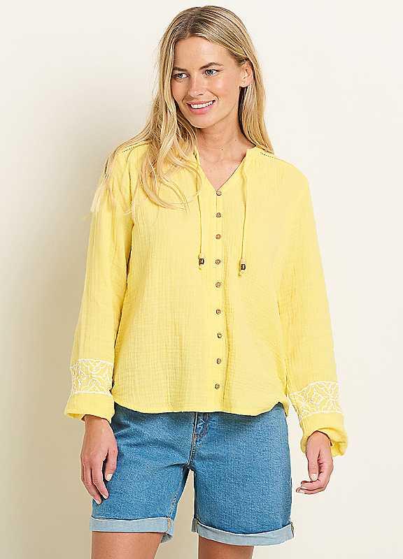 Brakeburn Jessie Embroidered Blouse - Yellow - Size 12 on Productcaster.