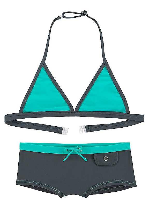 Buffalo Girls Triangle Bikini - Grey / Turquoise - Size 9/10 on Productcaster.