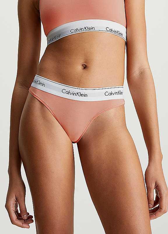 Calvin Klein Classic Logo Thong - Pink - Size XL on Productcaster.