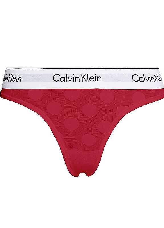 Calvin Klein Long Print Thong - Rouge - Size M on Productcaster.