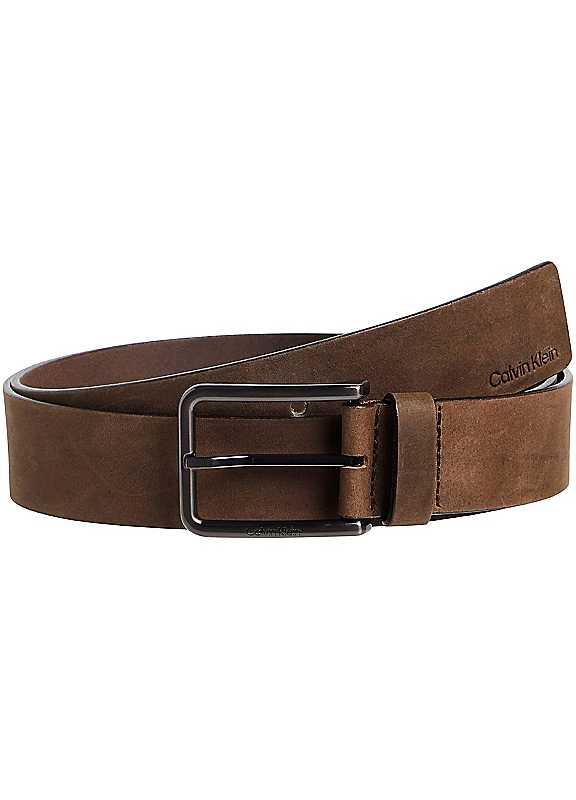 Calvin Klein Nubuck Leather Belt - Brown - Size 85 on Productcaster.