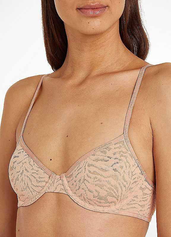 Calvin Klein Wireless Lace Bra - Stone Grey - Size 34D on Productcaster.