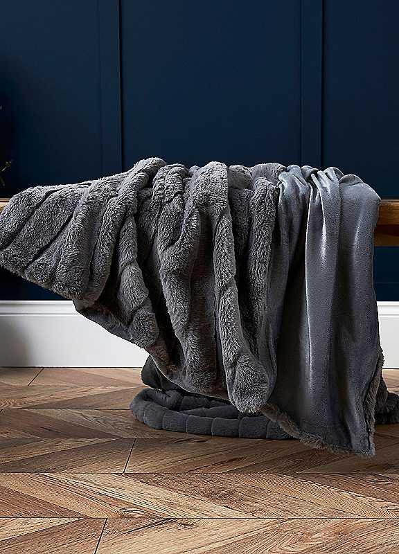 Cascade Home Boa Faux Fur Throw - Grey on Productcaster.